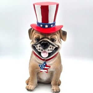 Martha Stewart Patriotic Pug Dog 11" Stars Stripes July Uncle Sam Top Hat
